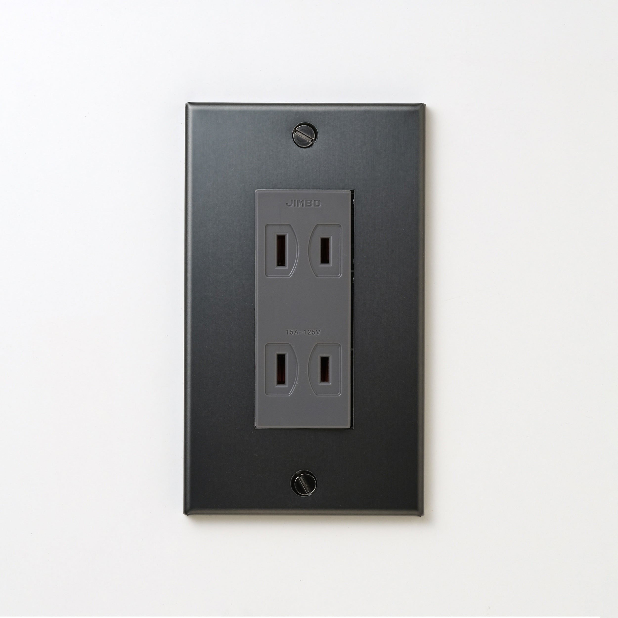 ステンレス（マットブラック）プレート <br>+ NK ダブルコンセント グレー