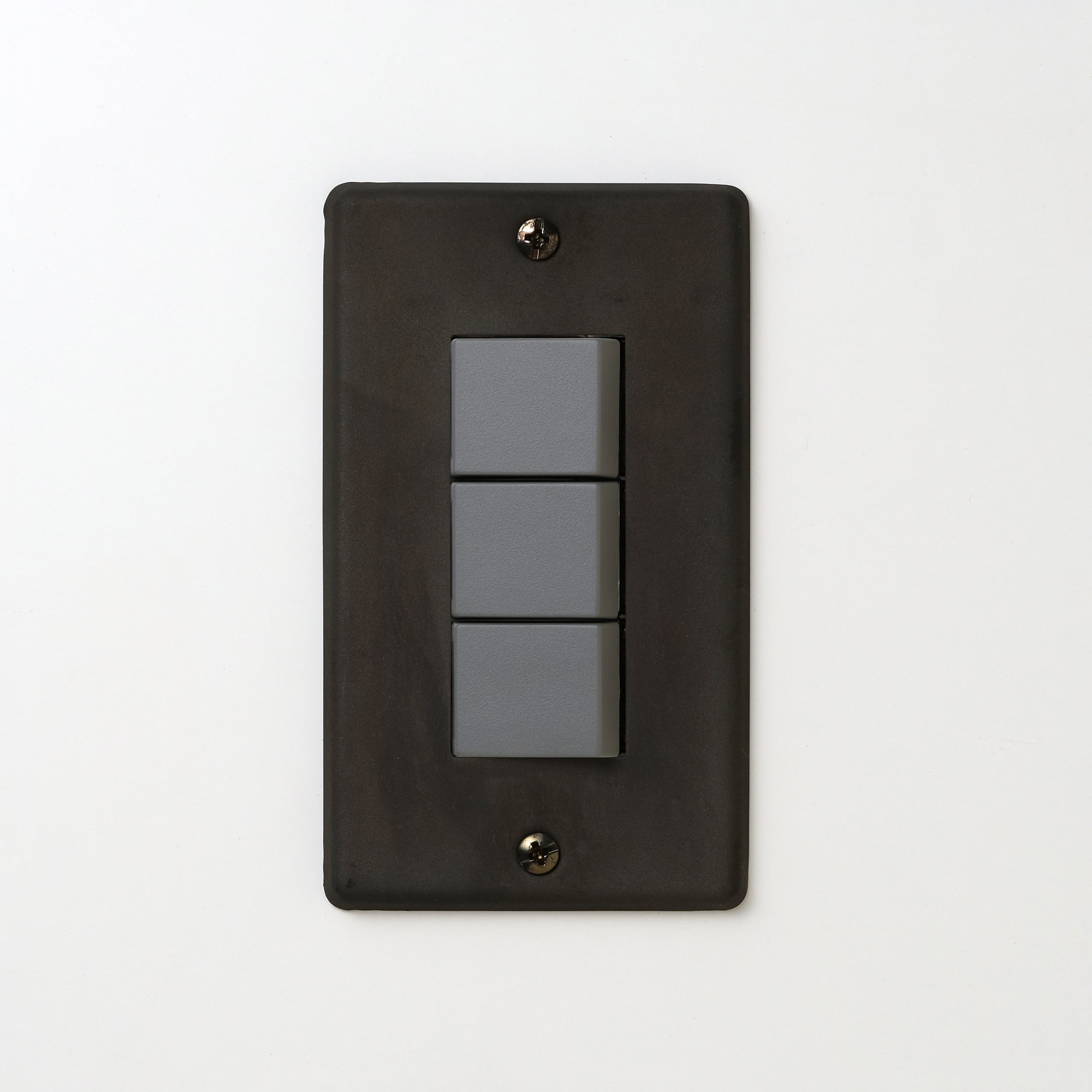 ステンレス（黒染）プレート <br>+ NK スイッチトリプル グレー