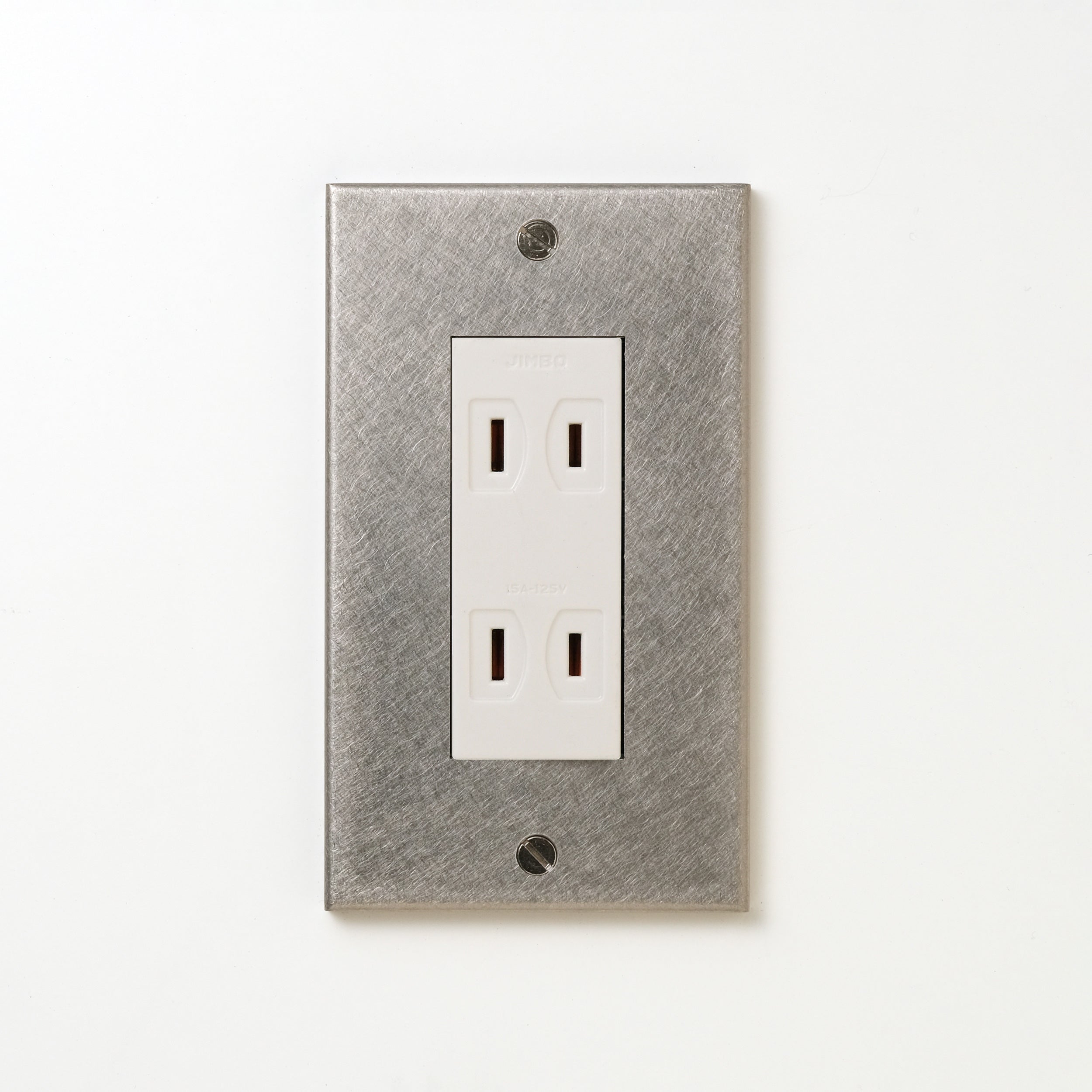 ステンレス（バイブレーション）プレート <br>+ NK ダブルコンセント ホワイト