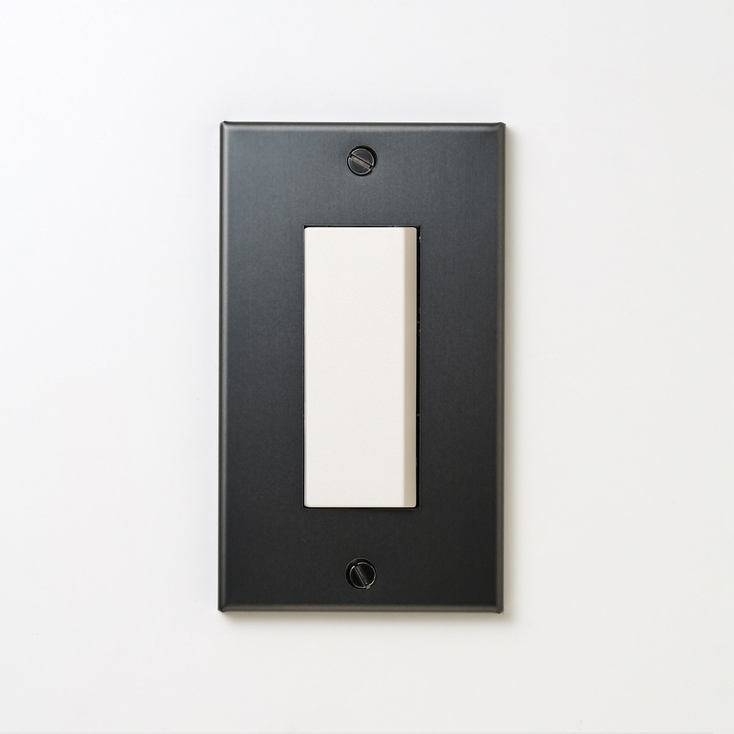 ステンレス（マットブラック）プレート <br>+ NK スイッチシングル ホワイト