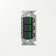 NKシリーズ　片切、3路ガイドランプ（グリーン）スイッチトリプル １連３口用 ブラック