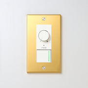 真鍮（素地） プレート <br>+ NK PWM制御方式(1ch)ライトコントロール＋片切、3路ガイドランプ（グリーン）スイッチ　 ホワイト