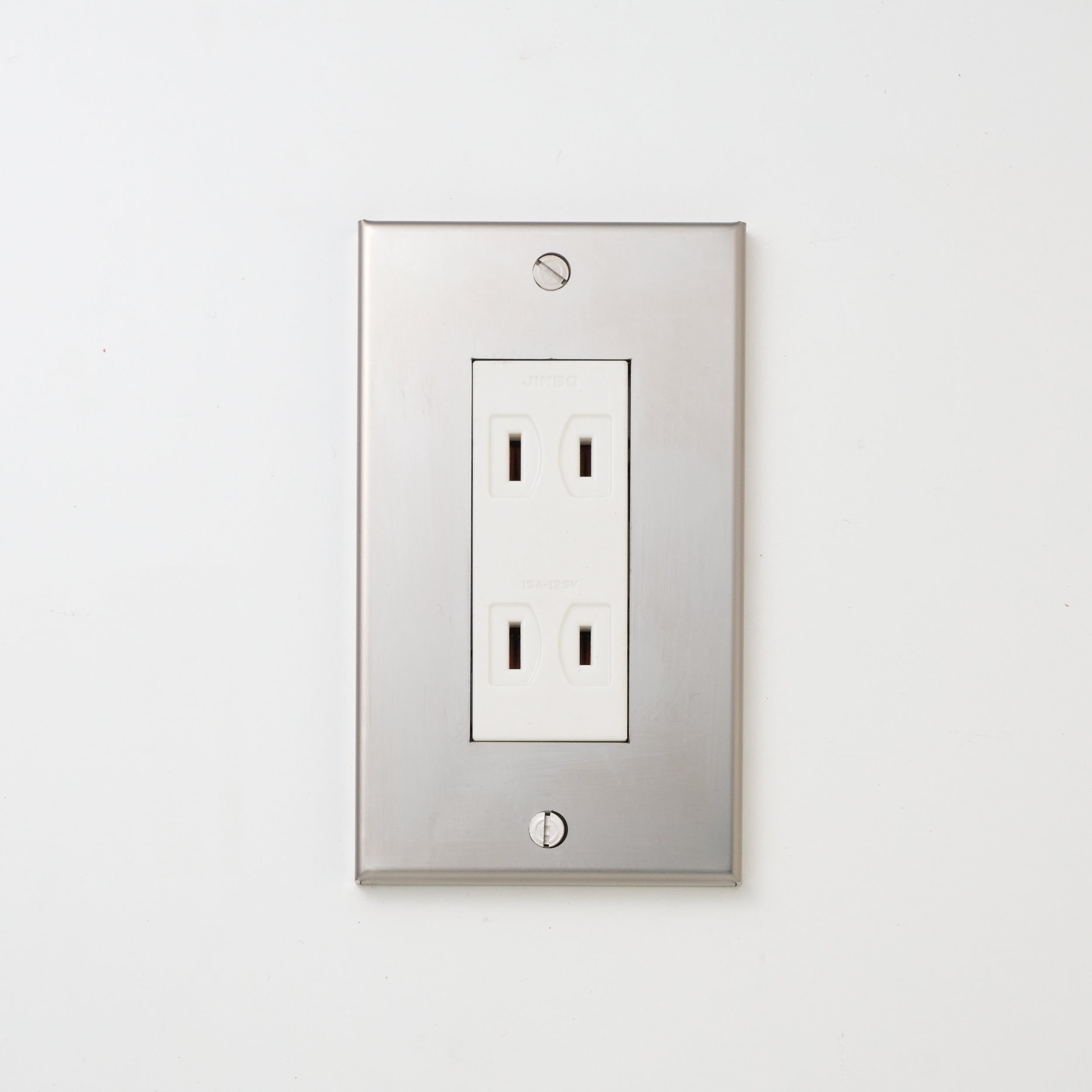 ステンレス（素地） プレート <br>+ NK ダブルコンセント ホワイト