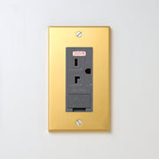 真鍮（素地） プレート <br>+ NK 埋込アースターミナル付接地15A、20Aコンセント 250V　グレー