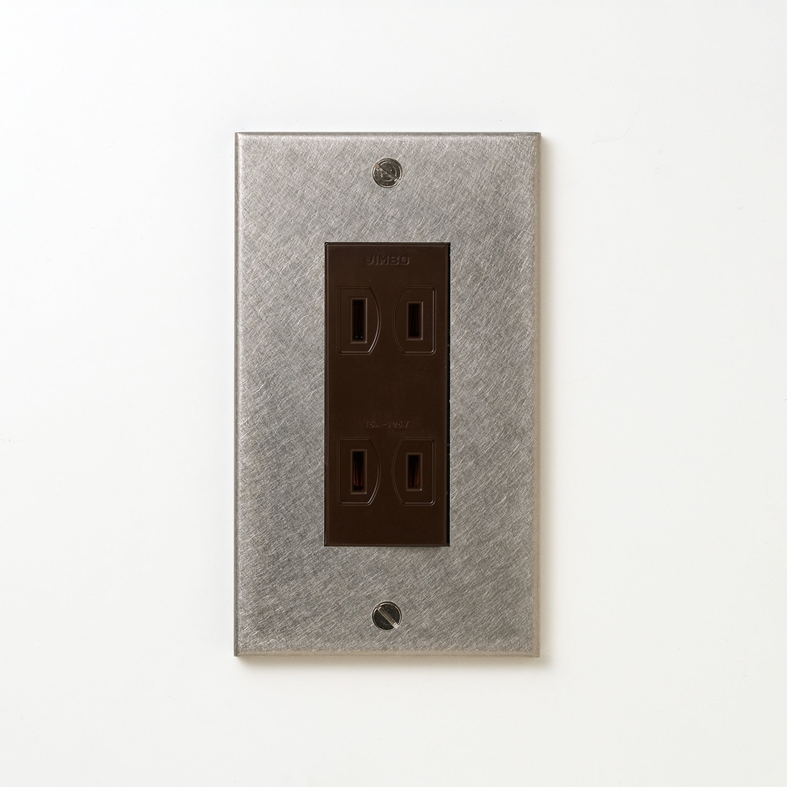 ステンレス（バイブレーション）プレート  <br>+ NK ダブルコンセント チョコ