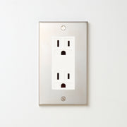 ステンレス素地 プレート <br>+ NK 埋込接地（アース）ダブルコンセント　ホワイト