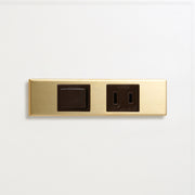 真鍮（素地） 家具用プレート<br>+ NK対応 埋込スイッチ シングル チョコ <br>+ NK 埋込コンセント チョコ