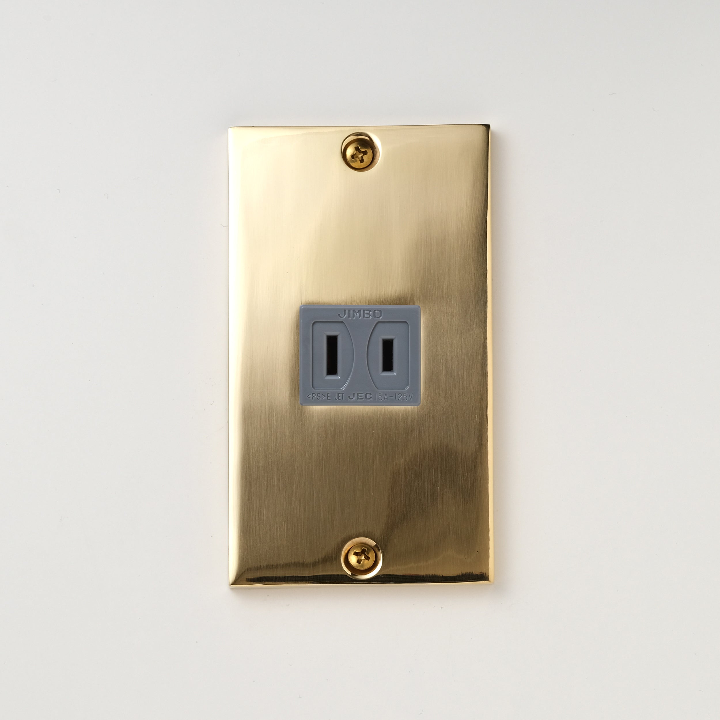 真鍮砂型鋳造（磨き）プレート<br>+ NK 埋込コンセント グレー