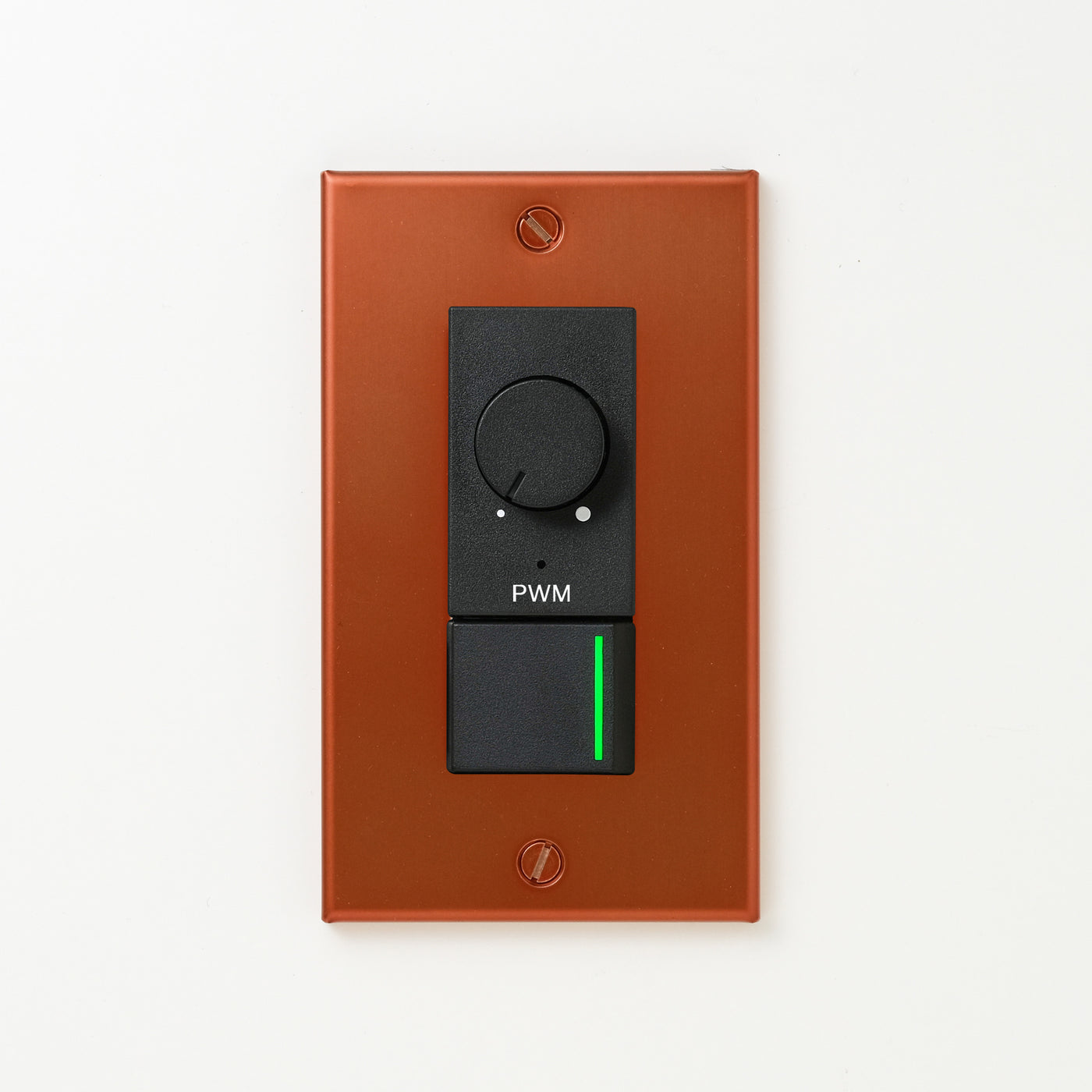 銅色（磨き） プレート <br>+ NK PWM制御方式(1ch)ライトコントロール＋片切、3路ガイドランプ（グリーン）スイッチ　 ブラック