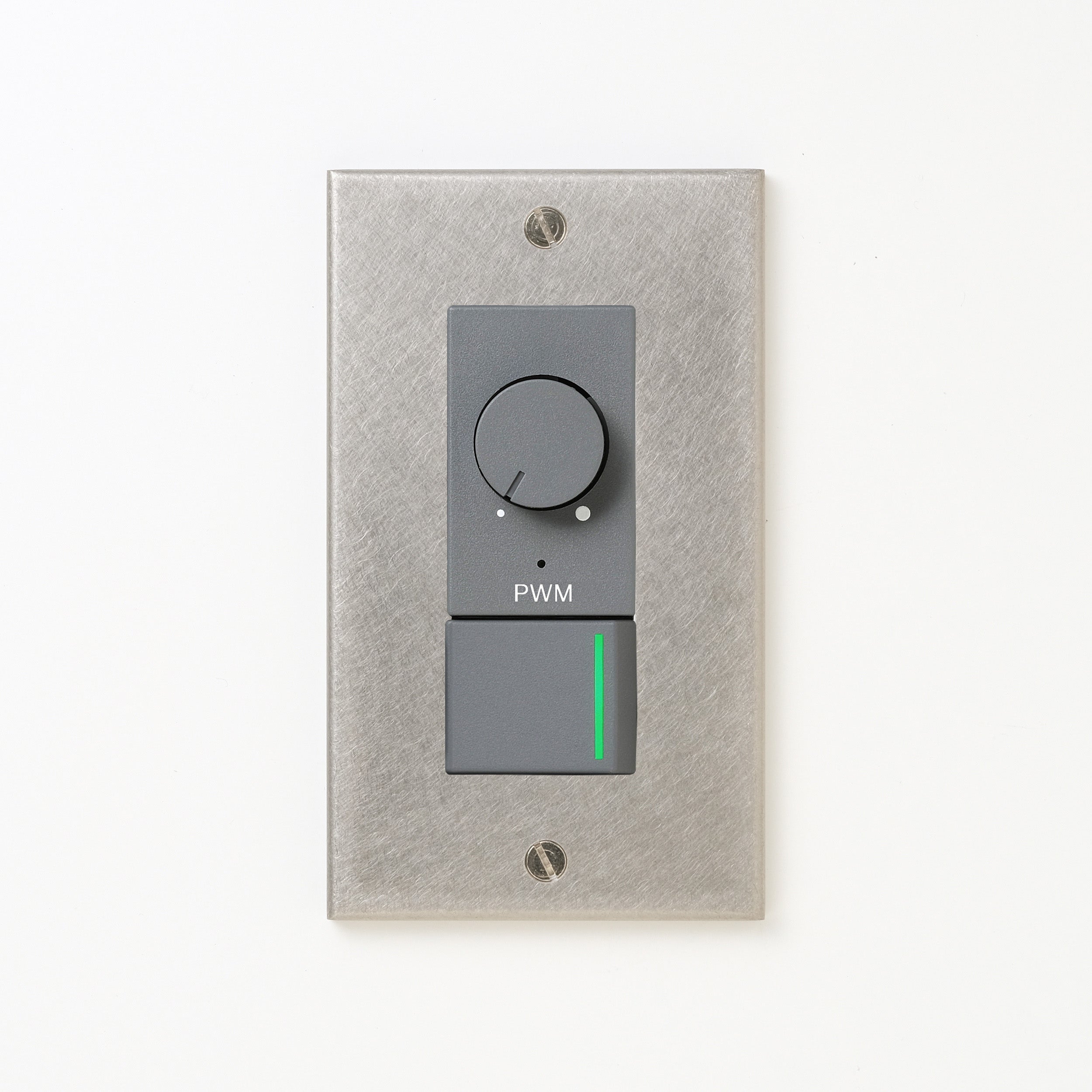 ステンレス（バイブレーション）プレート <br>+ NK PWM制御方式(1ch)ライトコントロール＋片切、3路ガイドランプ（グリーン）スイッチ　 グレー