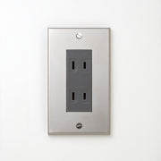 ステンレス（素地） プレート <br>+ NK ダブルコンセント グレー