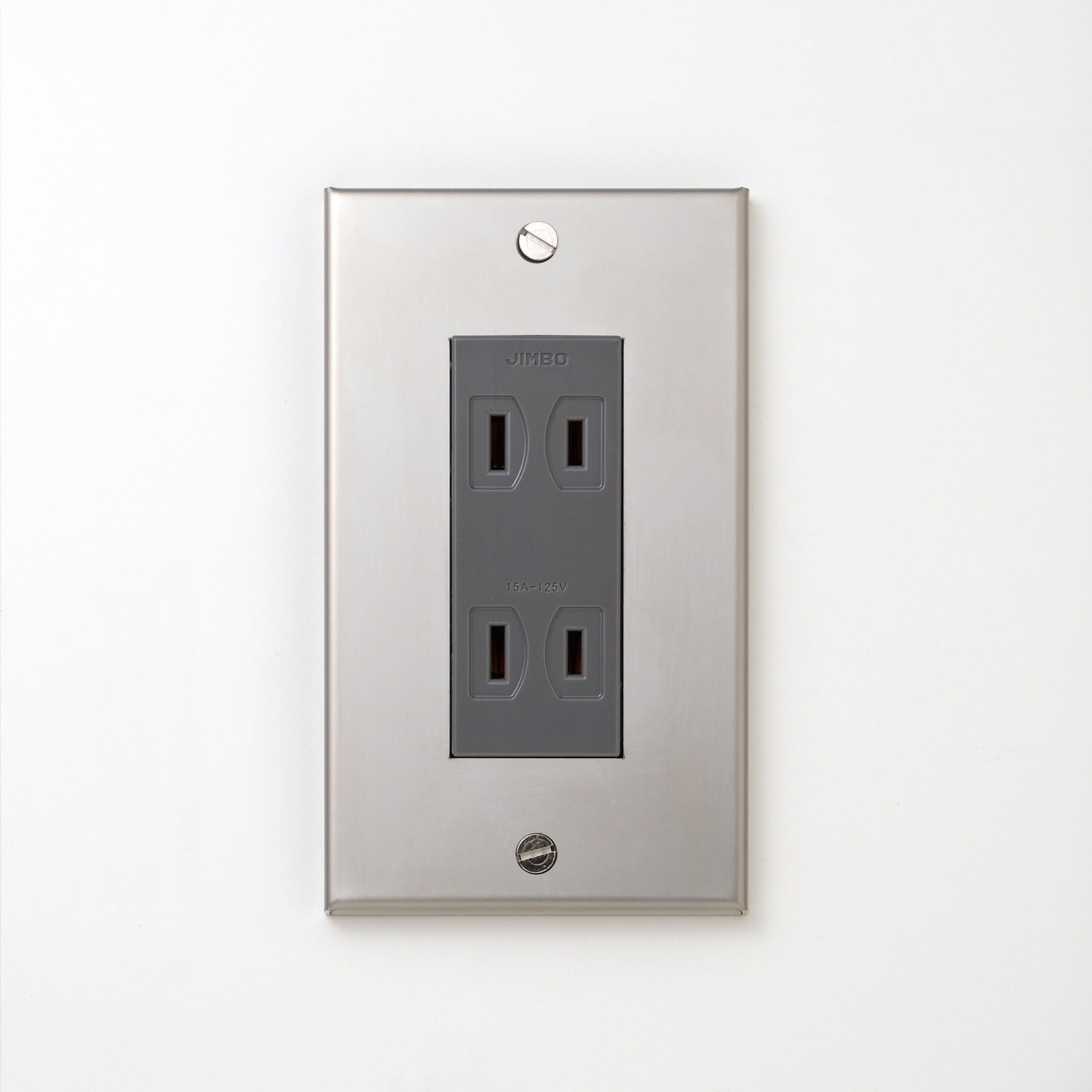 ステンレス（素地） プレート <br>+ NK ダブルコンセント グレー