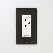 ステンレス（黒染）プレート <br>+ NK 埋込アースターミナル付接地15A、20Aコンセント 250V　ホワイト
