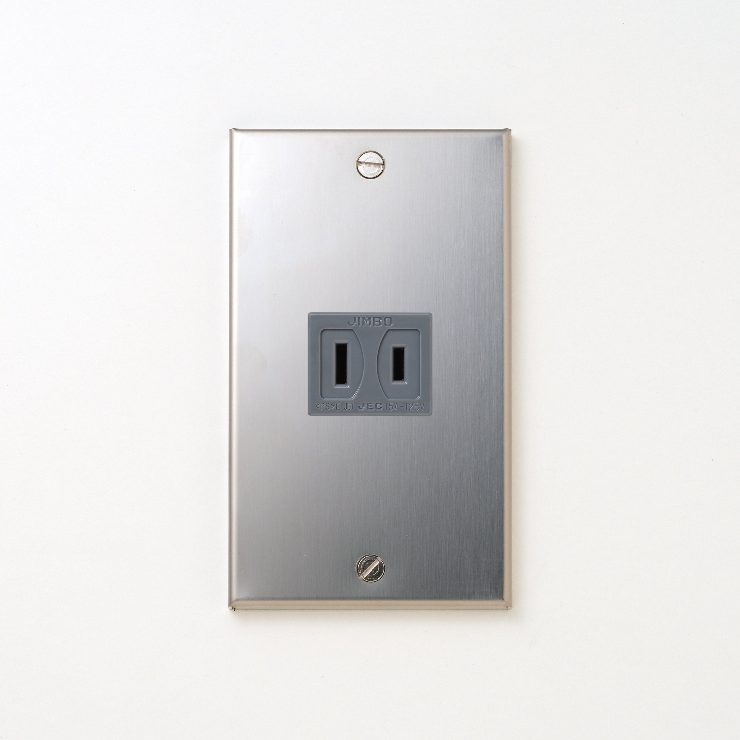 ステンレス（素地） プレート<br>+ NK 埋込コンセント グレー