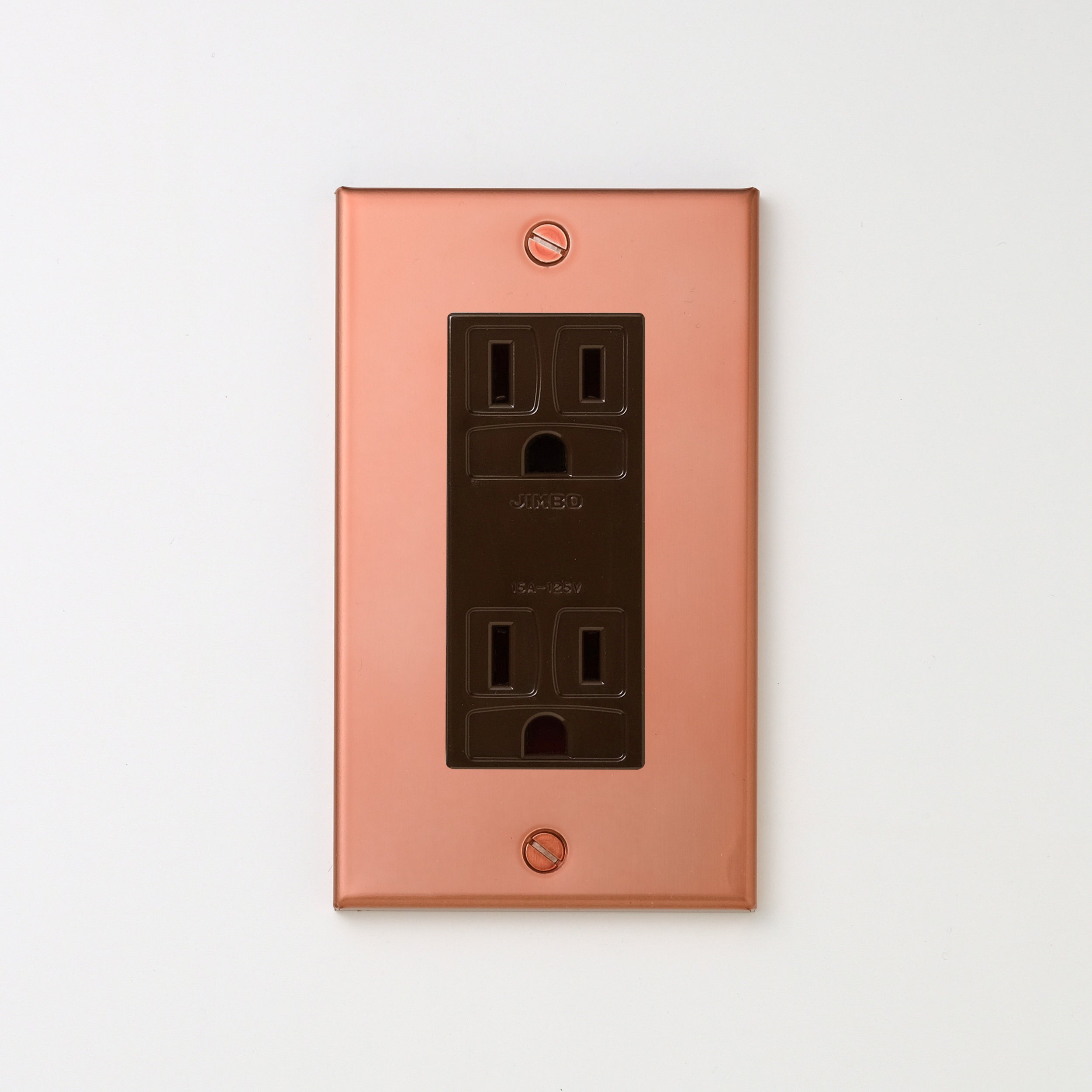 銅色（マット） プレート <br>+ NK 埋込接地（アース）ダブルコンセント　チョコ