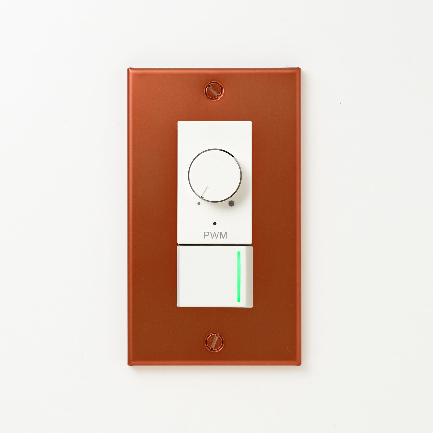 銅色（磨き） プレート <br>+NK PWM制御方式(1ch)ライトコントロール＋片切、3路ガイドランプ（グリーン）スイッチ　 ホワイト