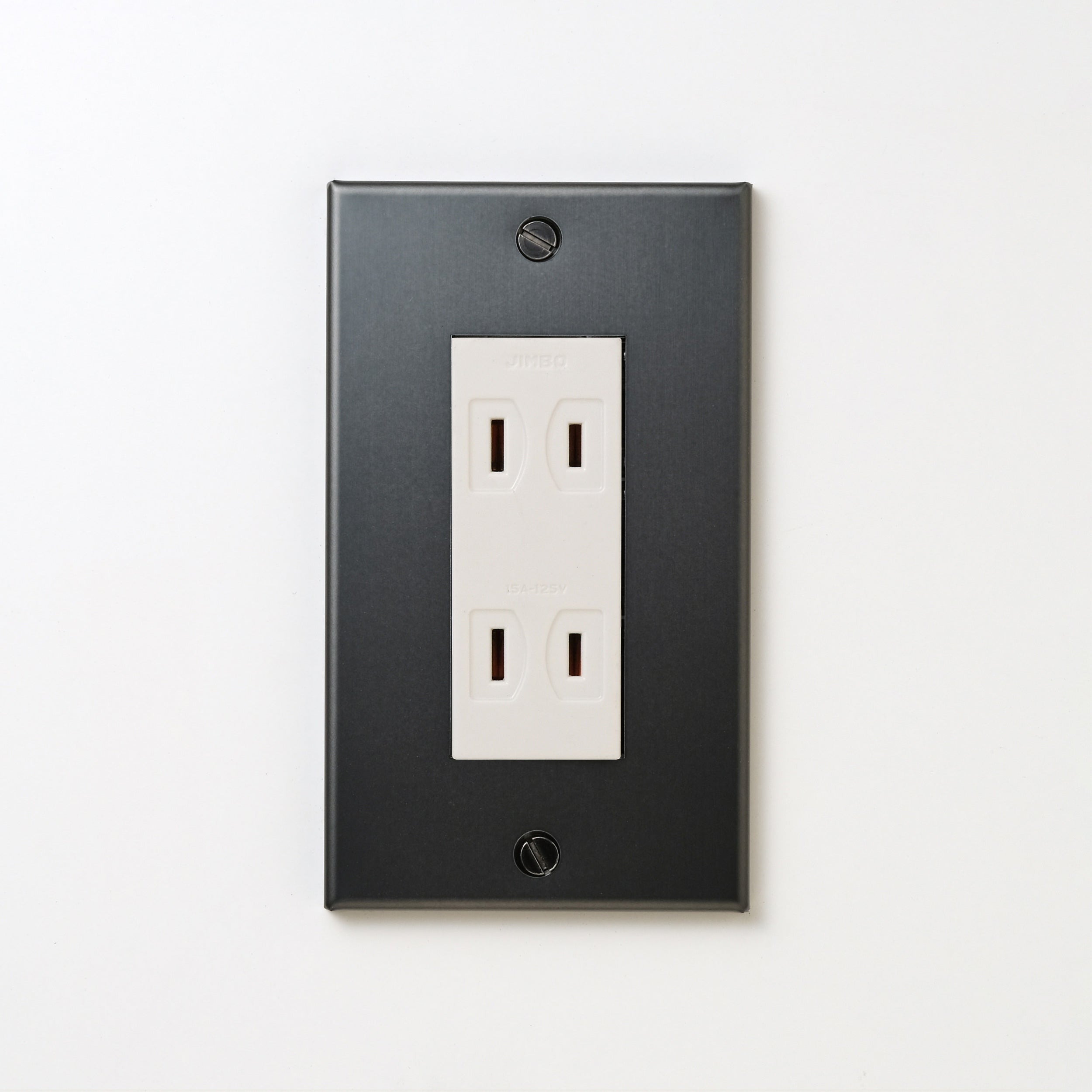 ステンレス（マットブラック）プレート <br>+ NK ダブルコンセント ホワイト