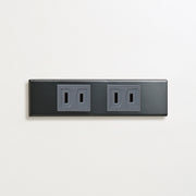 ステンレス（ブラック）家具用プレート<br>+ NK 埋込コンセント グレー ×２