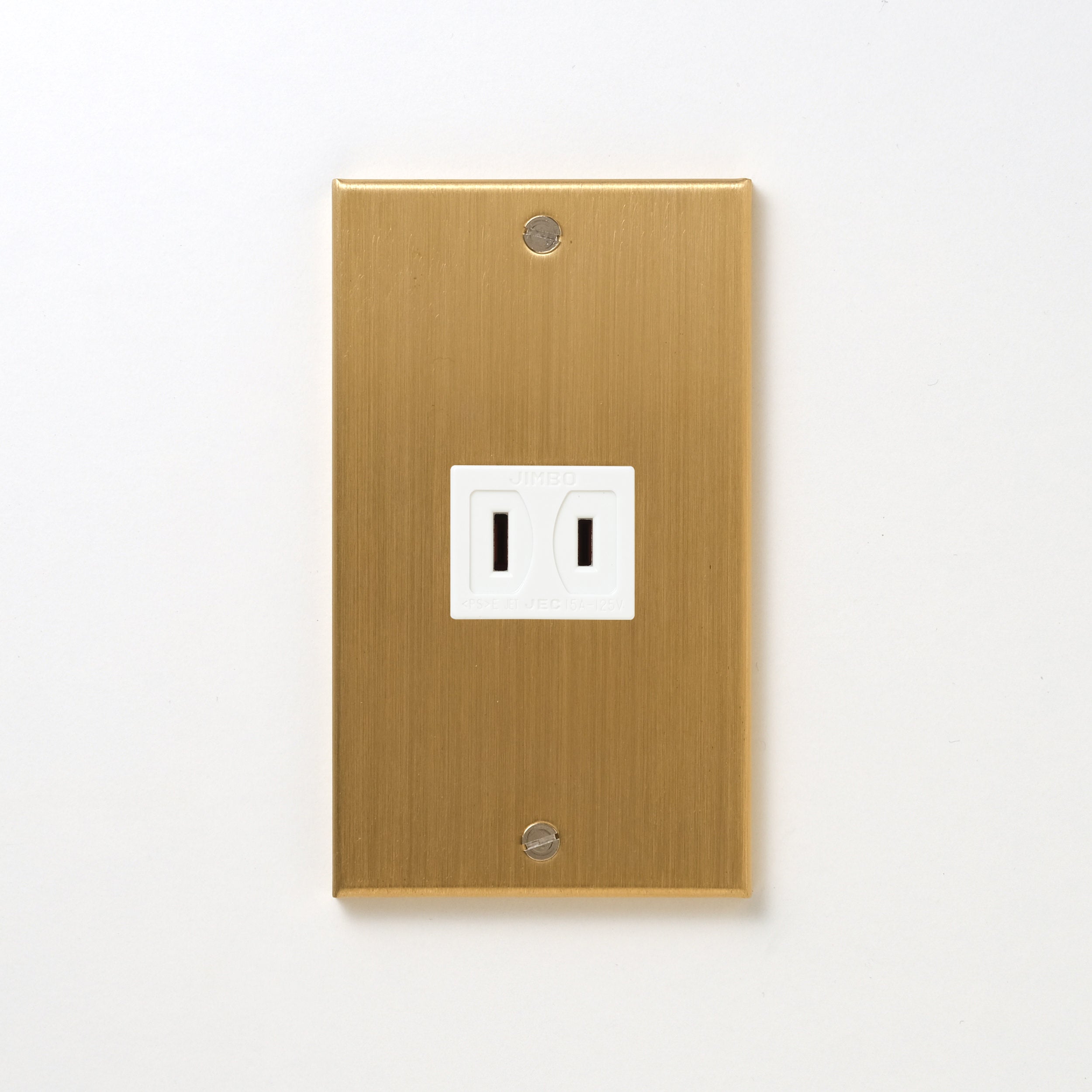 真鍮（ヘアライン） プレート<br>+ NK 埋込コンセント ホワイト