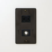 ステンレス（黒染）プレート<br>+ NK 新4K8K衛星放送対応 埋込小型高シールドテレビ端子 ブラック <br>+ NK 埋込コンセント ブラック