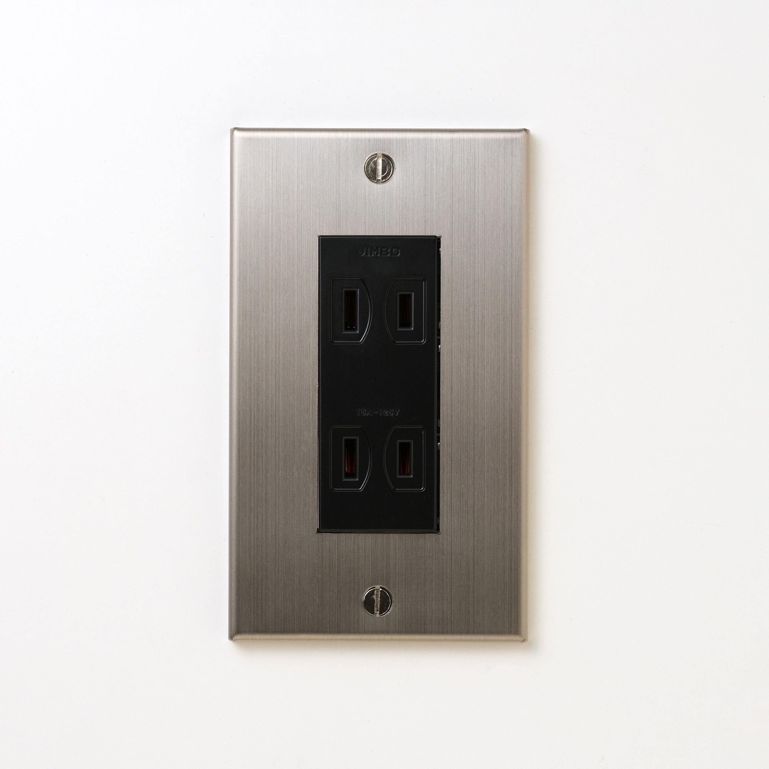 ステンレス（ヘアライン） プレート <br>+ NK ダブルコンセント ブラック