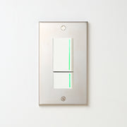 ステンレス素地 プレート <br>+ NK 片切、3路ガイドランプ（グリーン）スイッチダブル（上段大）  ホワイト