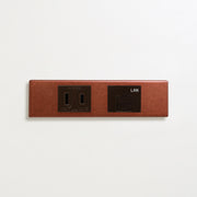 銅色（磨き） 家具用プレート<br>+ NK 埋込コンセント チョコ <br>+ NK 埋込モジュラジャック8極8心 チョコ