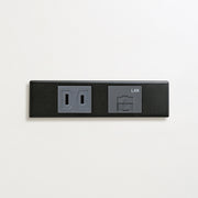 ステンレス（マットブラック）家具用プレート<br>+ NK 埋込コンセント グレー <br>+ NK 埋込モジュラジャック8極8心 グレー