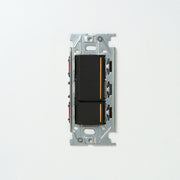 NKシリーズ　片切、3路チェックランプ（オレンジ）スイッチダブル（上段大）  １連３口用 ブラック