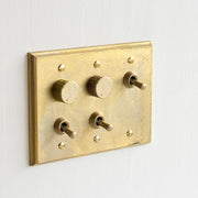 フタガミ スイッチ 真鍮 ３連 ３トグル ＋ ２LED調光器