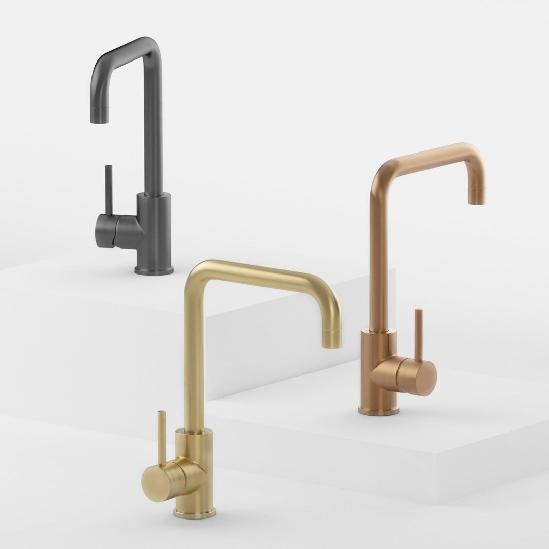 エデン・台付き1穴 キッチン用混合水栓 ガンメタル