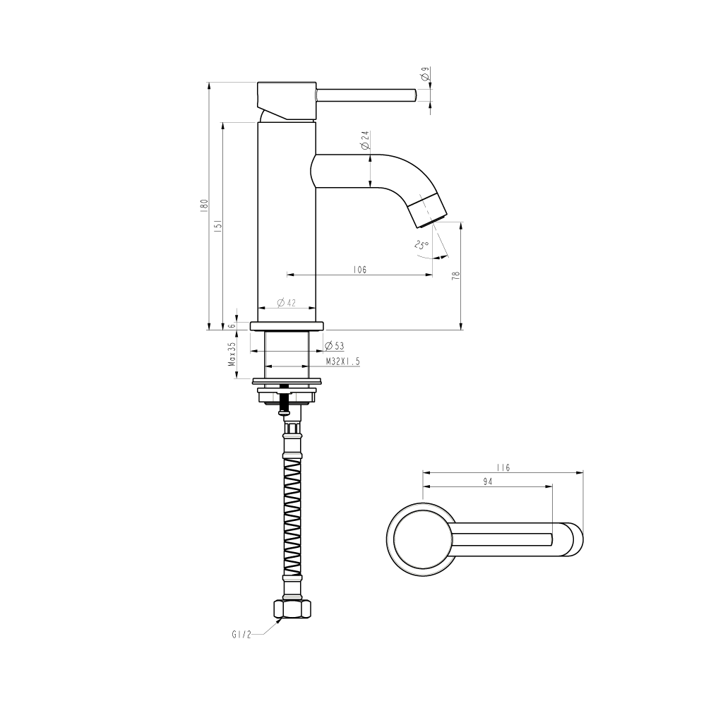 エリシアンベイスンミキサー 真鍮