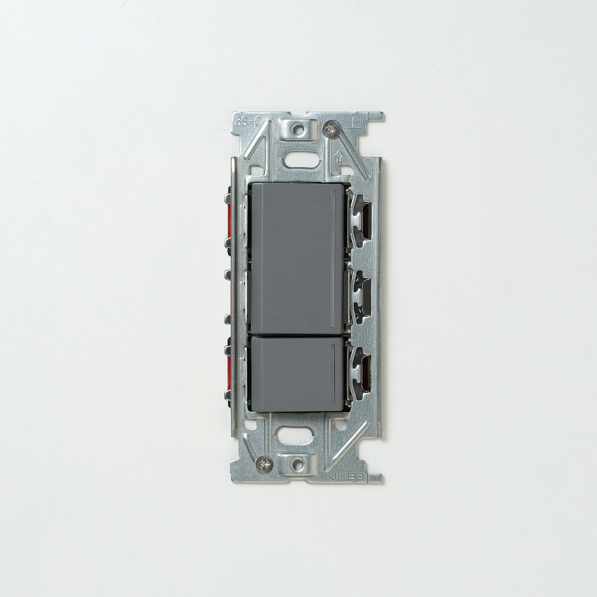 NKシリーズ　片切、3路ガイドランプ（グリーン）スイッチダブル（上段大）  １連３口用 グレー