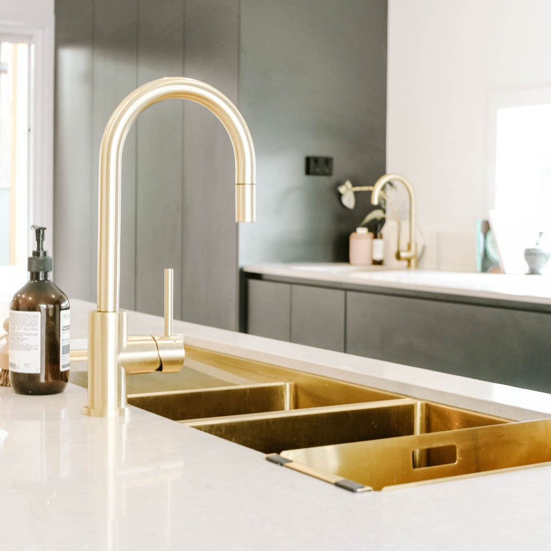 オンタリオ・２槽式キッチンシンク 真鍮