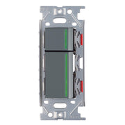 NKシリーズ　片切、3路ガイドランプ（グリーン）スイッチダブル（下段大）  １連３口用 グレー