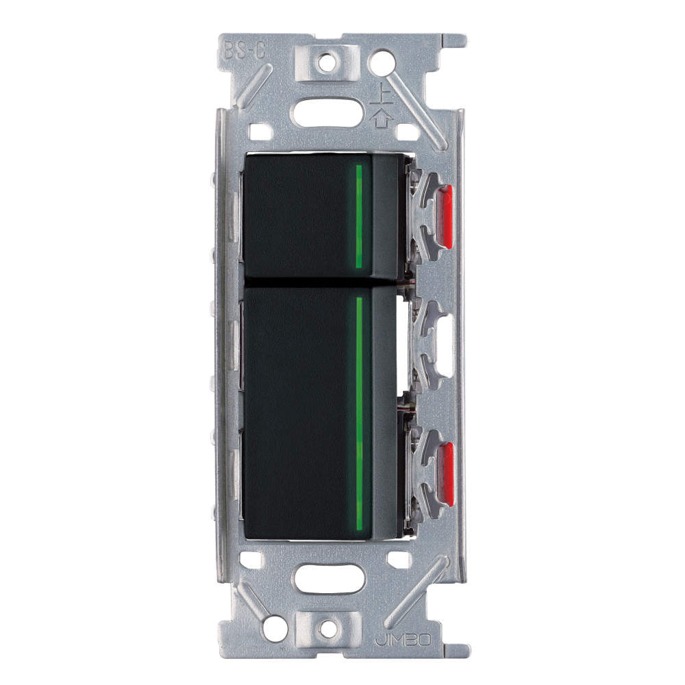 NKシリーズ　片切、3路ガイドランプ（グリーン）スイッチダブル（下段大）  １連３口用 ブラック