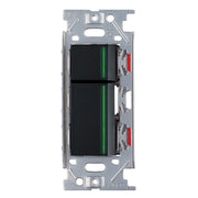NKシリーズ　片切、3路ガイドランプ（グリーン）スイッチダブル（下段大）  １連３口用 ブラック