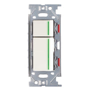 NKシリーズ　片切、3路ガイドランプ（グリーン）スイッチダブル（下段大） １連３口用 ホワイト