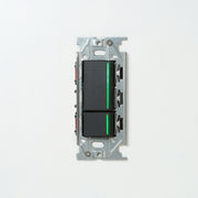 NKシリーズ　片切、3路ガイドランプ（グリーン）スイッチダブル（上段大）  １連３口用 ブラック