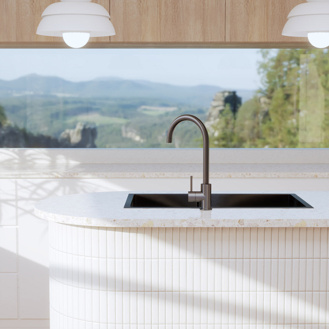 ヴィータ・２槽式キッチンシンク760mm ガンメタル