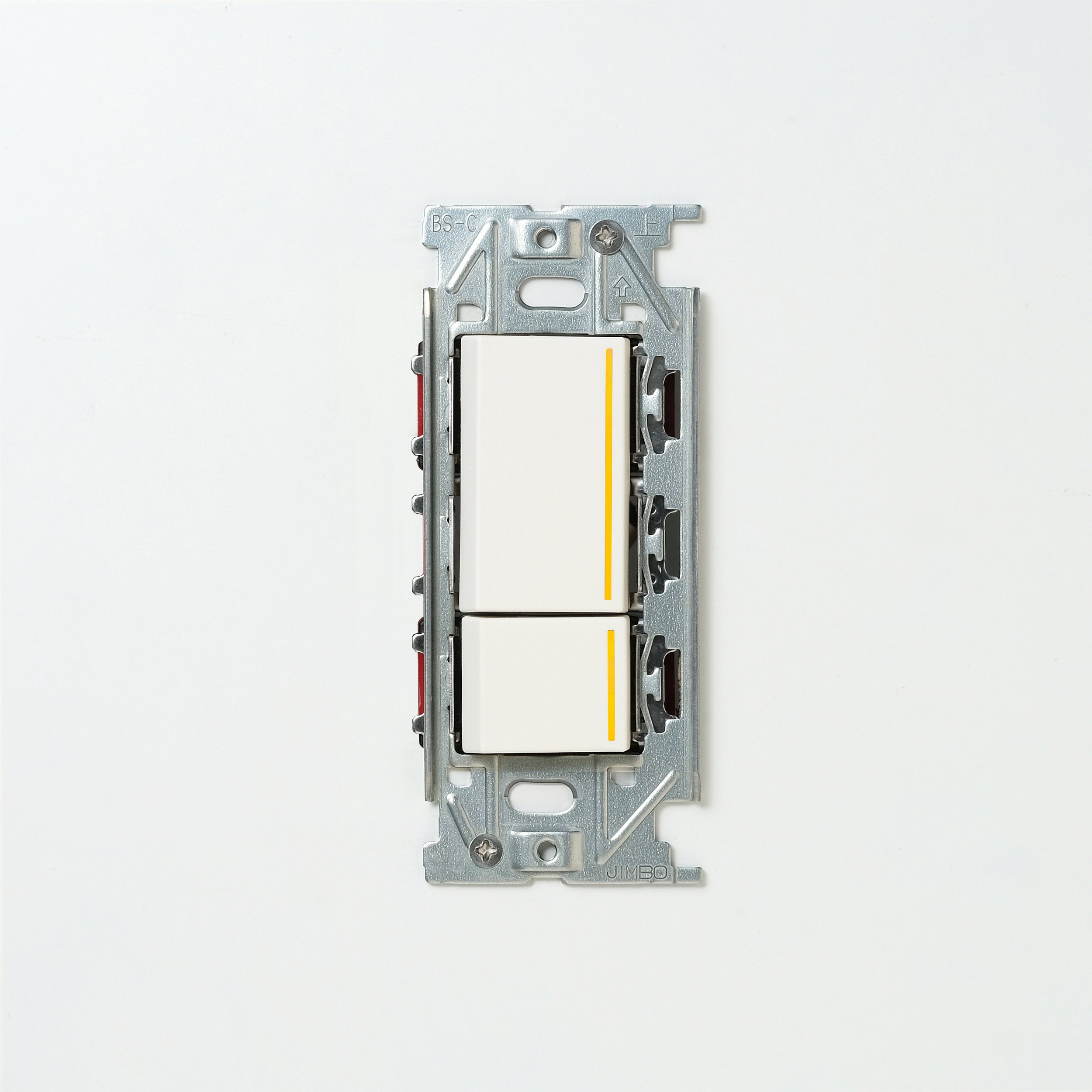 NKシリーズ　片切、3路チェックランプ（オレンジ）スイッチダブル（上段大） １連３口用 ホワイト