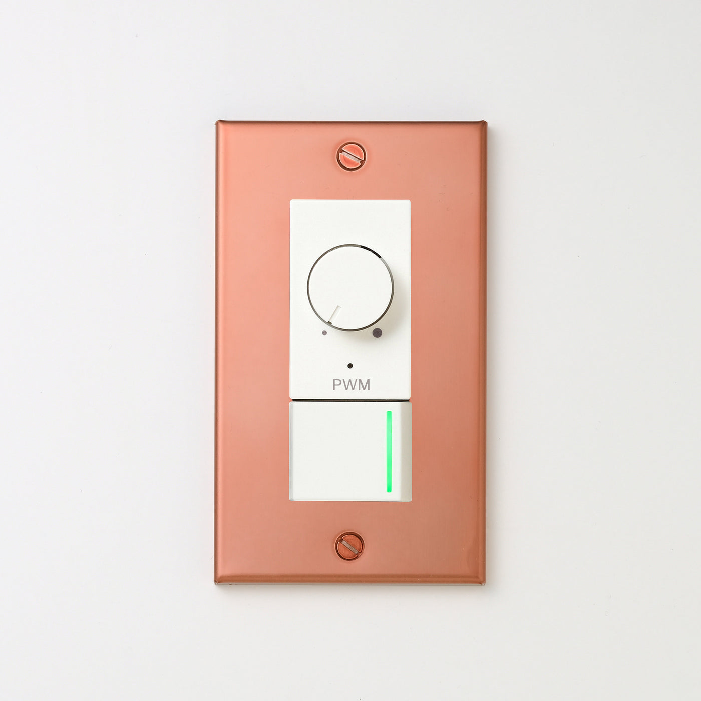 銅色（マット） プレート <br>+ NK PWM制御方式(1ch)ライトコントロール＋片切、3路ガイドランプ（グリーン）スイッチ　 ホワイト
