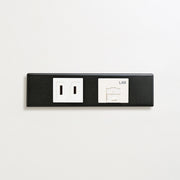 ステンレス（マットブラック）家具用プレート<br>+ NK 埋込コンセント ホワイト <br>+ NK 埋込モジュラジャック8極8心 ホワイト