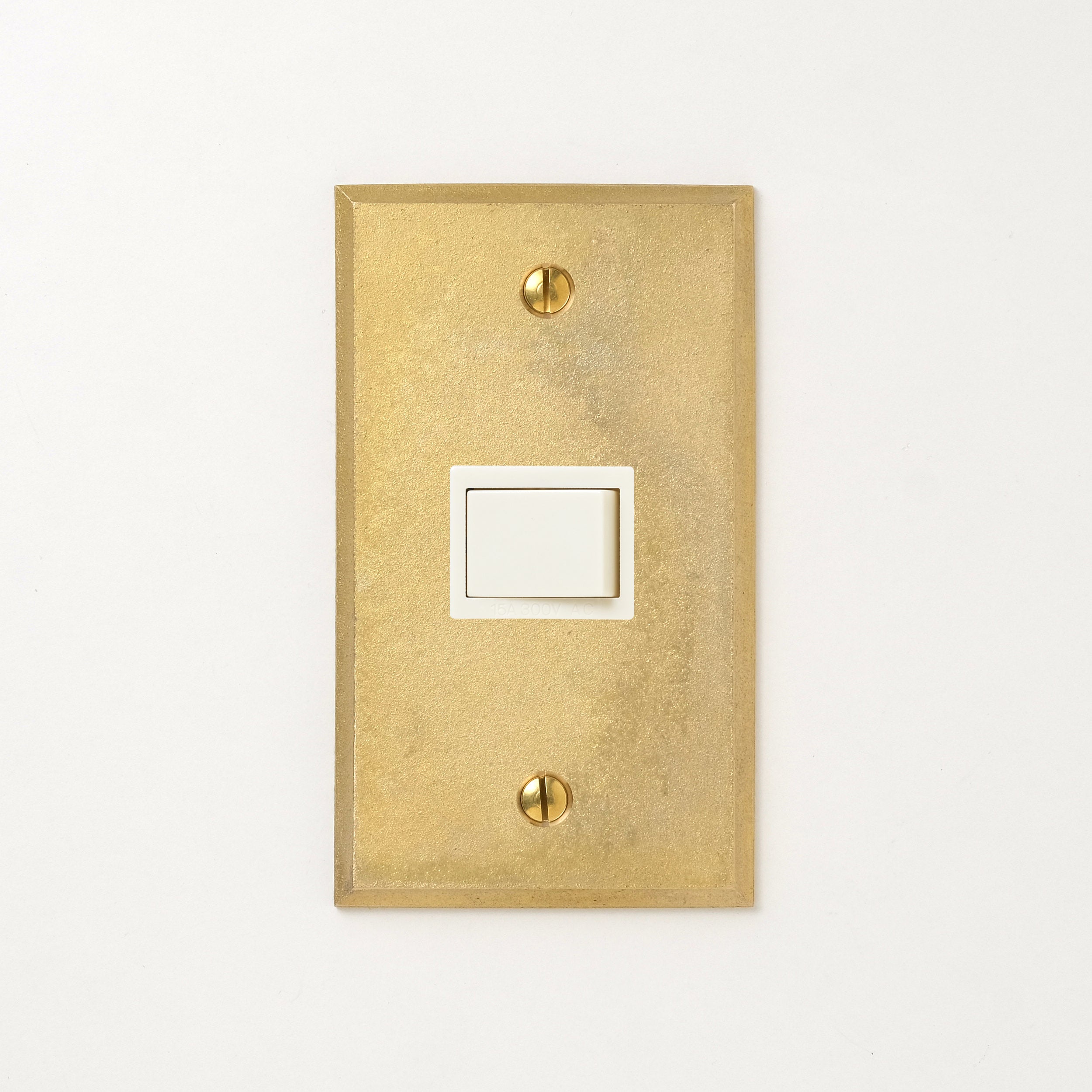 真鍮鋳造プレート（鋳肌） <br>+ パナソニック 埋込スイッチ シングル ホワイト