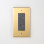 真鍮（素地） プレート <br>+ NK ダブルコンセント グレー