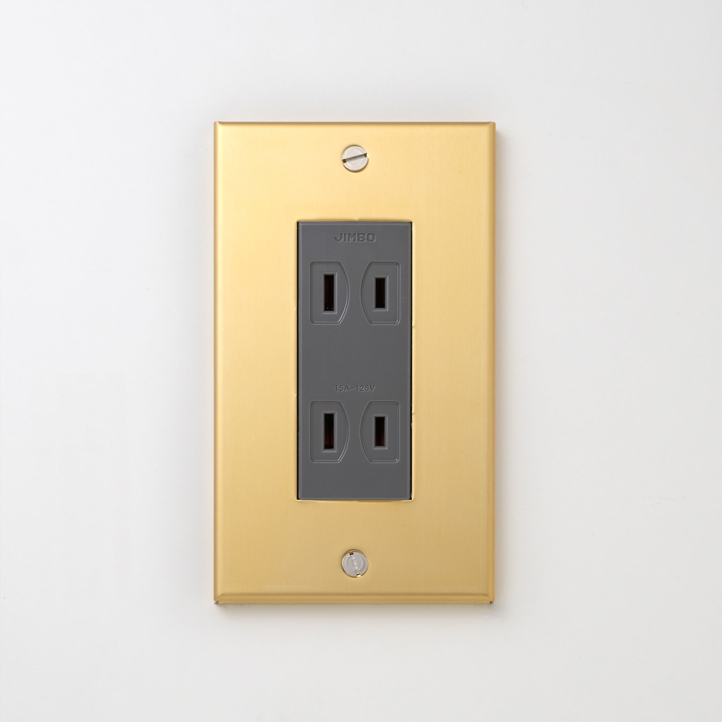 真鍮（素地） プレート <br>+ NK ダブルコンセント グレー