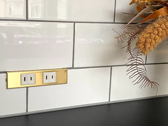 コンセンティック 真鍮ヘアライン プレート 家具用プレート２口用 