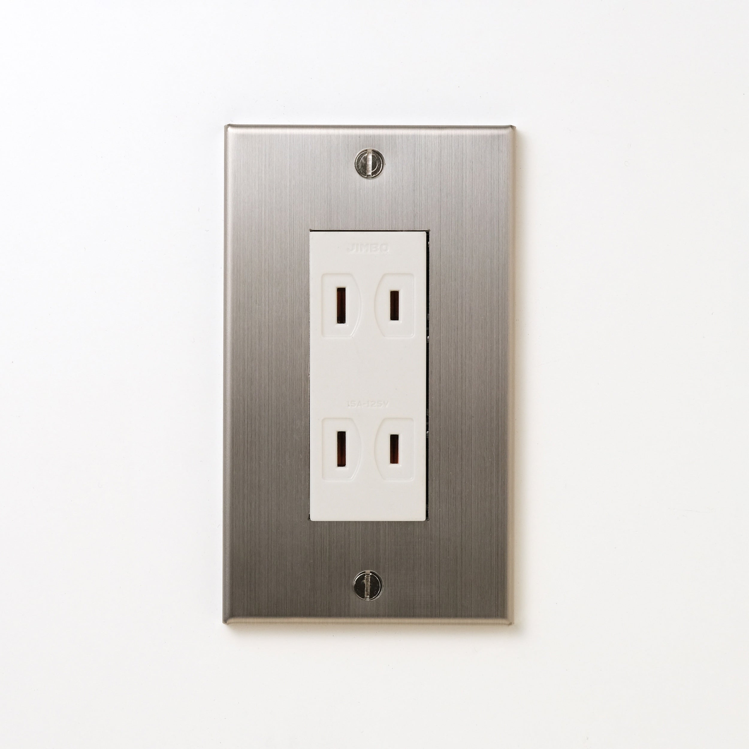 ステンレス（ヘアライン） プレート <br>+ NK ダブルコンセント ホワイト