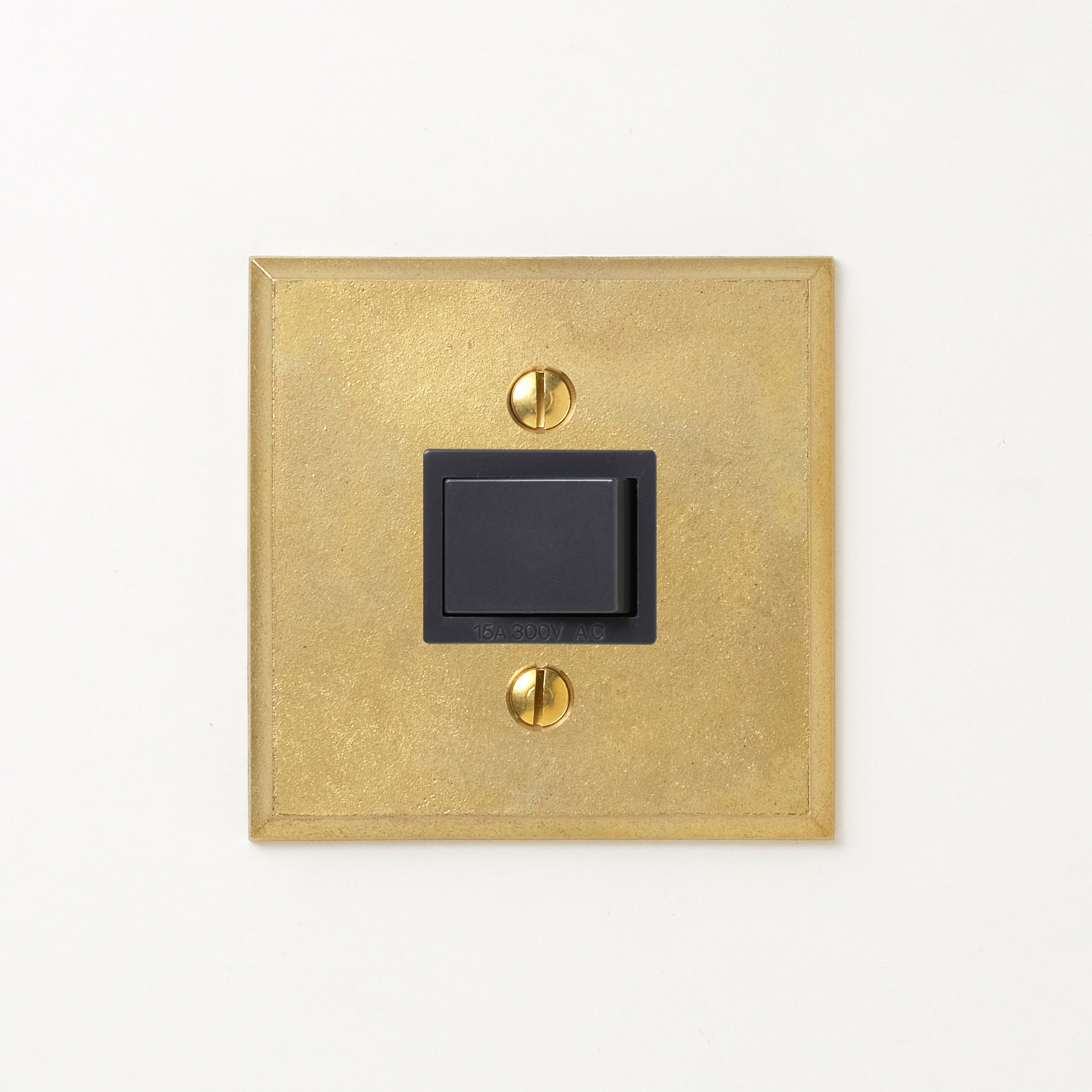 真鍮鋳造プレート（鋳肌） 半連１口用 四角 <br>+ パナソニック 埋込スイッチ シングル グレー