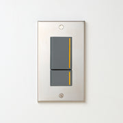 ステンレス素地 プレート <br>+ NK 片切、3路チェックランプ（オレンジ）スイッチダブル（上段大）  グレー